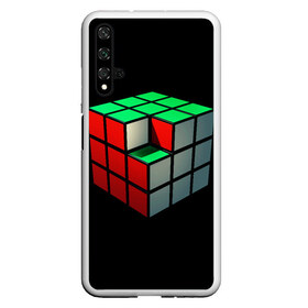 Чехол для Honor 20 с принтом Кубик Рубика в Курске, Силикон | Область печати: задняя сторона чехла, без боковых панелей | 3d | головоломка | игры | кубик | мозг | недостающий | рубика | элемент