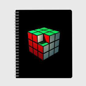 Тетрадь с принтом Кубик Рубика в Курске, 100% бумага | 48 листов, плотность листов — 60 г/м2, плотность картонной обложки — 250 г/м2. Листы скреплены сбоку удобной пружинной спиралью. Уголки страниц и обложки скругленные. Цвет линий — светло-серый
 | 3d | головоломка | игры | кубик | мозг | недостающий | рубика | элемент