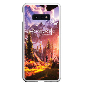 Чехол для Samsung S10E с принтом Horizon Zero Dawn в Курске, Силикон | Область печати: задняя сторона чехла, без боковых панелей | aloy | antasy girl | art | artwork | digital art | fantasy | horizon | horizon: zero dawn | landscape | tallneck | warrior fantasy | weapon | zero dawn