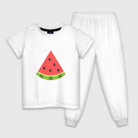 Детская пижама хлопок с принтом Долька арбуза в Курске, 100% хлопок |  брюки и футболка прямого кроя, без карманов, на брюках мягкая резинка на поясе и по низу штанин
 | 