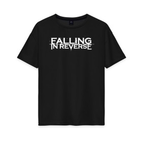 Женская футболка хлопок Oversize с принтом Falling in Reverse в Курске, 100% хлопок | свободный крой, круглый ворот, спущенный рукав, длина до линии бедер
 | falling in reverse | logo | rock | ronnie radke | лого | рок | ронни радке