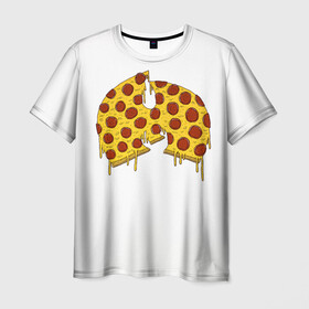 Мужская футболка 3D с принтом Pizza Clan в Курске, 100% полиэфир | прямой крой, круглый вырез горловины, длина до линии бедер | Тематика изображения на принте: ghostface | method man | pizza | rap | rza | wu tang | ву танг | еда | метод мен | пицца | рэп