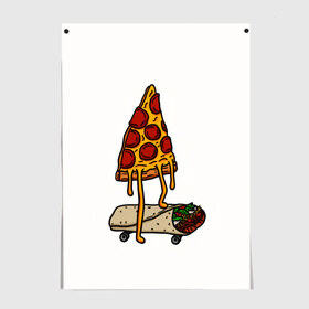 Постер с принтом ПИЦЦА НА ШАВЕРМЕ в Курске, 100% бумага
 | бумага, плотность 150 мг. Матовая, но за счет высокого коэффициента гладкости имеет небольшой блеск и дает на свету блики, но в отличии от глянцевой бумаги не покрыта лаком | food | pizza | еда | пицца | скейтборд | шаверма | шаурма