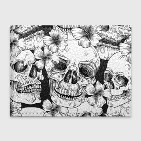 Обложка для студенческого билета с принтом Цветочный череп в Курске, натуральная кожа | Размер: 11*8 см; Печать на всей внешней стороне | art | арт | белое | дудлинг | текстуры | фон | цветок | цветы | череп | черепа | чёрное