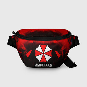 Поясная сумка 3D с принтом UMBRELLA CORP в Курске, 100% полиэстер | плотная ткань, ремень с регулируемой длиной, внутри несколько карманов для мелочей, основное отделение и карман с обратной стороны сумки застегиваются на молнию | ada wong | biohazard | leon | nemesis | project resistance | raccoon city | re | re3 | resident evil | resident evil 3 | rpd | stars | umbrella | ада вонг | амбрелла | немезис | ужасы