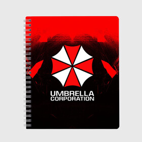 Тетрадь с принтом UMBRELLA CORP в Курске, 100% бумага | 48 листов, плотность листов — 60 г/м2, плотность картонной обложки — 250 г/м2. Листы скреплены сбоку удобной пружинной спиралью. Уголки страниц и обложки скругленные. Цвет линий — светло-серый
 | ada wong | biohazard | leon | nemesis | project resistance | raccoon city | re | re3 | resident evil | resident evil 3 | rpd | stars | umbrella | ада вонг | амбрелла | немезис | ужасы