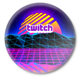 Значок с принтом Twitch  в Курске,  металл | круглая форма, металлическая застежка в виде булавки | game | gamer | logo | trend | twitch | twitties | игры | логотип | мода | надписи | стрим | твитч | тренд