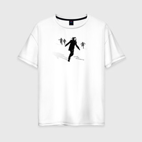 Женская футболка хлопок Oversize с принтом Русское поле экспериментов в Курске, 100% хлопок | свободный крой, круглый ворот, спущенный рукав, длина до линии бедер
 | гражданская оборона | егор летов | музыка | панк рок | рок