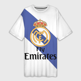Платье-футболка 3D с принтом Реал в Курске,  |  | real madrid | испания | королевский клуб | мадрид | номер 4 | реал | серхио рамос | футбол