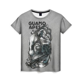Женская футболка 3D с принтом Guano Apes в Курске, 100% полиэфир ( синтетическое хлопкоподобное полотно) | прямой крой, круглый вырез горловины, длина до линии бедер | guano apes | offline | open your eyes | proud like a god | rock | sandra nasiс | альтернатива | альтернативный рок | музыка | рок | рок квартет | сандра насич