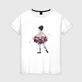 Женская футболка хлопок с принтом балерина в Курске, 100% хлопок | прямой крой, круглый вырез горловины, длина до линии бедер, слегка спущенное плечо | балерина | высказывание | идея | манера | мемы | разные | рисунок | символ
