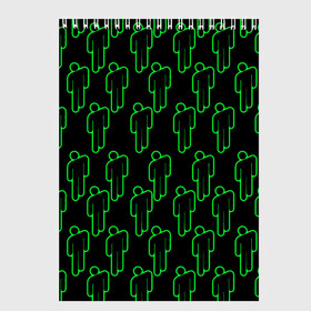 Скетчбук с принтом BILLIE EILISH GREEN TIME в Курске, 100% бумага
 | 48 листов, плотность листов — 100 г/м2, плотность картонной обложки — 250 г/м2. Листы скреплены сверху удобной пружинной спиралью | Тематика изображения на принте: 