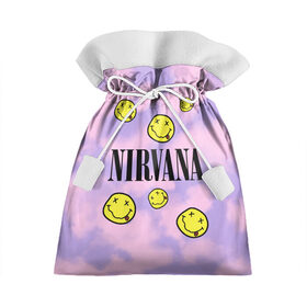 Подарочный 3D мешок с принтом NIRVANA в Курске, 100% полиэстер | Размер: 29*39 см | Тематика изображения на принте: in utero | nevermind | nirvana | nirvana in utero | nirvana logo | smile | курт кобейн | нирвана | нирвана in utero | нирвана лого