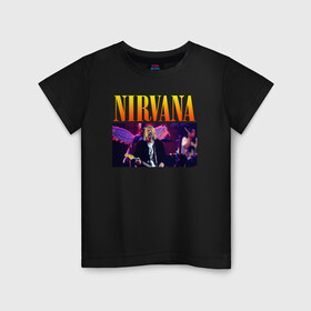 Детская футболка хлопок с принтом NIRVANA Курт Кобейн в Курске, 100% хлопок | круглый вырез горловины, полуприлегающий силуэт, длина до линии бедер | in utero | nevermind | nirvana | nirvana in utero | nirvana logo | smile | курт кобейн | нирвана | нирвана in utero | нирвана лого