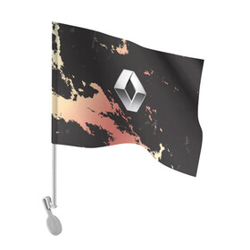 Флаг для автомобиля с принтом Renault | Рено (+спина) в Курске, 100% полиэстер | Размер: 30*21 см | auto | clio | laguna | logan | megane | renault | reno | scenic | авто | автомобиль | ам | лого | рено