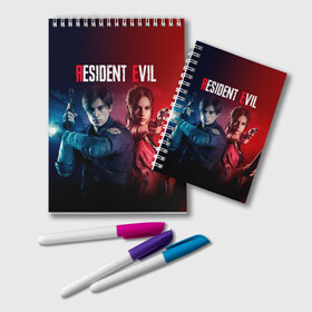 Блокнот с принтом Resident Evil 2 в Курске, 100% бумага | 48 листов, плотность листов — 60 г/м2, плотность картонной обложки — 250 г/м2. Листы скреплены удобной пружинной спиралью. Цвет линий — светло-серый
 | biohazard | re | resident evil | resident evil 2 | клер | клер редфилд | леон | леон и клер | леон кеннеди | обитель зла | ре 2 | резидент ивл | резидент ивл 2