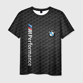 Мужская футболка 3D с принтом BMW PERFORMANCE в Курске, 100% полиэфир | прямой крой, круглый вырез горловины, длина до линии бедер | bmw | абстракция | авто | автомобиль | бмв | железо | лого | логотип | машина | сетка | скорость | соты | сталь