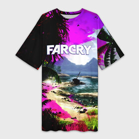 Платье-футболка 3D с принтом FARCRY в Курске,  |  | far cry | farcry | game | ubisof | выживание | джунгли | игры | остров | фар край
