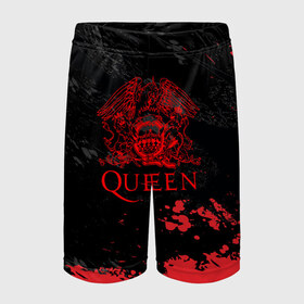 Детские спортивные шорты 3D с принтом Queen в Курске,  100% полиэстер
 | пояс оформлен широкой мягкой резинкой, ткань тянется
 | queen | британская | группа | исполнитель | музыканты | рок | фредди меркьюри