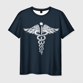 Мужская футболка 3D с принтом Caduceus в Курске, 100% полиэфир | прямой крой, круглый вырез горловины, длина до линии бедер | caduceus | coronavirus | medic | nurse | superhero | врач | врачи | герои | герой | коронавирус | медбрат | медик | медики | медицина | медсестра | супергерои | супергерой