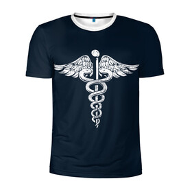 Мужская футболка 3D спортивная с принтом Caduceus в Курске, 100% полиэстер с улучшенными характеристиками | приталенный силуэт, круглая горловина, широкие плечи, сужается к линии бедра | caduceus | coronavirus | medic | nurse | superhero | врач | врачи | герои | герой | коронавирус | медбрат | медик | медики | медицина | медсестра | супергерои | супергерой