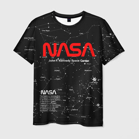 Мужская футболка 3D с принтом NASA в Курске, 100% полиэфир | прямой крой, круглый вырез горловины, длина до линии бедер | nasa | астронавт | вселенная | звёздная карта | звёзды | космический | космонавт | космонавтика | космос | наса | ракета | шатл