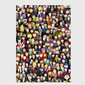 Скетчбук с принтом Персонажи South Park в Курске, 100% бумага
 | 48 листов, плотность листов — 100 г/м2, плотность картонной обложки — 250 г/м2. Листы скреплены сверху удобной пружинной спиралью | park | sout | мультик | парк | патрен | персонаж | саус | сериал | толпа | южный