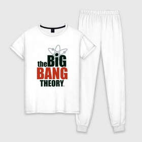 Женская пижама хлопок с принтом Big Bang Theory logo в Курске, 100% хлопок | брюки и футболка прямого кроя, без карманов, на брюках мягкая резинка на поясе и по низу штанин | big bang theory | howard wolowitz | leonard hofstadter | penny | raj | sheldon cooper | stuart bloom | vdgerir | воловитц | леонард хофстедер | пэнни | радж | раджешь кутрапалли | тбв | теория большого взрыва | чак лорри | шелдон | шэл