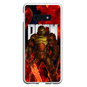 Чехол для Samsung S10E с принтом DOOM ETERNAL в Курске, Силикон | Область печати: задняя сторона чехла, без боковых панелей | demons | devil | doom | doom eternal | doom guy | doom slayer | hell | iddqd | slayer | ад | демоны | дум | палач рока