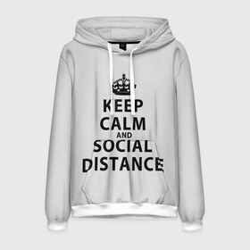 Мужская толстовка 3D с принтом Keep Calm And Social Distance в Курске, 100% полиэстер | двухслойный капюшон со шнурком для регулировки, мягкие манжеты на рукавах и по низу толстовки, спереди карман-кенгуру с мягким внутренним слоем. | Тематика изображения на принте: 2019 | biohazard | calm | china | coronavirus | covid 19 | inc | keep | ncov | ncov19 | ncov2019 | plague | survivor | virus | warning | вирус | дистанцию | коронавирус | соблюдай