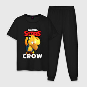 Мужская пижама хлопок с принтом BRAWL STARS CROW PHOENIX в Курске, 100% хлопок | брюки и футболка прямого кроя, без карманов, на брюках мягкая резинка на поясе и по низу штанин
 | 8 bit | 8 бит | bibi | brawl stars | crow | el brown | leon | leon shark | max | mr.p | phoenix | sally leon | shark | sprout | stars | virus | werewolf | акула | биби | вирус | ворон | леон | оборотень | пингвин