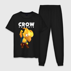 Мужская пижама хлопок с принтом BRAWL STARS CROW PHOENIX в Курске, 100% хлопок | брюки и футболка прямого кроя, без карманов, на брюках мягкая резинка на поясе и по низу штанин
 | 
