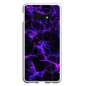 Чехол для Samsung S10E с принтом PURPLE DIGITAL SMOKE NEON в Курске, Силикон | Область печати: задняя сторона чехла, без боковых панелей | abstraction | geometry | hexagon | neon | paints | stripes | texture | triangle | абстракция | брызги | геометрия | краски | неон | неоновый | соты | текстура