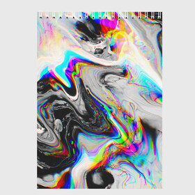 Скетчбук с принтом DIGITAL ABSTRACT GLITCH в Курске, 100% бумага
 | 48 листов, плотность листов — 100 г/м2, плотность картонной обложки — 250 г/м2. Листы скреплены сверху удобной пружинной спиралью | Тематика изображения на принте: abstraction | geometry | glitch | hexagon | neon | paints | stripes | texture | triangle | абстракция | брызги | геометрия | глитч | краски | неон | неоновый | соты | текстура