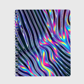 Тетрадь с принтом DIGITAL ABSTRACT в Курске, 100% бумага | 48 листов, плотность листов — 60 г/м2, плотность картонной обложки — 250 г/м2. Листы скреплены сбоку удобной пружинной спиралью. Уголки страниц и обложки скругленные. Цвет линий — светло-серый
 | abstraction | geometry | hexagon | neon | paints | stripes | texture | triangle | абстракция | брызги | геометрия | краски | неон | неоновый | соты | текстура