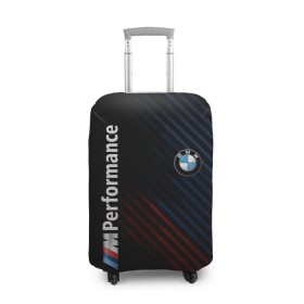 Чехол для чемодана 3D с принтом BMW PERFORMANCE в Курске, 86% полиэфир, 14% спандекс | двустороннее нанесение принта, прорези для ручек и колес | bmw | абстракция | авто | автомобиль | бмв | лого | логотип | машина | скорость