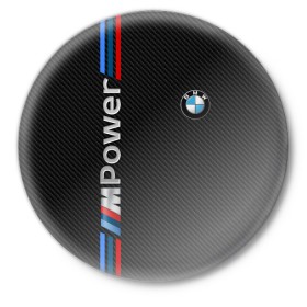 Значок с принтом BMW POWER CARBON в Курске,  металл | круглая форма, металлическая застежка в виде булавки | bmw | carbon power | абстракция | авто | автомобиль | бмв | карбон | лого | логотип | машина | скорость