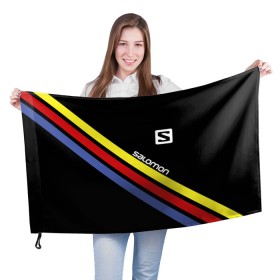 Флаг 3D с принтом Salomon в Курске, 100% полиэстер | плотность ткани — 95 г/м2, размер — 67 х 109 см. Принт наносится с одной стороны | salomon | активный отдых | альпинизм | биатлон | зима | лыжи | сноуборд | спорт