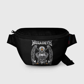 Поясная сумка 3D с принтом Megadeth в Курске, 100% полиэстер | плотная ткань, ремень с регулируемой длиной, внутри несколько карманов для мелочей, основное отделение и карман с обратной стороны сумки застегиваются на молнию | countdown to extinction | бас | гитара | группа | дэйв мастейн | кико лоурейро | лос анджелес | метал | трэш | хард рок | хеви метал
