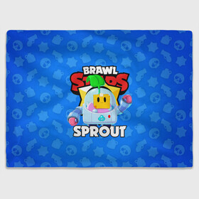 Плед 3D с принтом BRAWL STARS SPROUT в Курске, 100% полиэстер | закругленные углы, все края обработаны. Ткань не мнется и не растягивается | 8 bit | 8 бит | bibi | brawl stars | crow | el brown | leon | leon shark | max | mr.p | phoenix | sally leon | shark | sprout | stars | virus | werewolf | акула | биби | вирус | ворон | леон | оборотень | пингвин