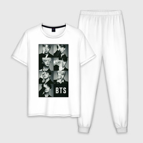 Мужская пижама хлопок с принтом BTS в Курске, 100% хлопок | брюки и футболка прямого кроя, без карманов, на брюках мягкая резинка на поясе и по низу штанин
 | bts | j hope | j pop | jimin | jin | jungkook | k pop | korea | music | nct | pop | pop idols | suga | v | айдолы | бтс | идолы | к поп | корейская музыка | корея | нст | поп | попса | чимин