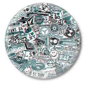 Значок с принтом Бренды (Стерео красный/синий) в Курске,  металл | круглая форма, металлическая застежка в виде булавки | Тематика изображения на принте: авто | бренд | буквы | герой | дудл | звезда | значок | игровые | иероглифы | картинки | лого | логотип | марка | надпись | номер | перс | персонаж | пиксель | смайл | стерео | супер | фото | число | шилд
