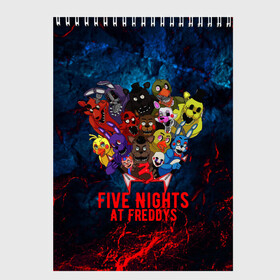 Скетчбук с принтом Five Nights At Freddys в Курске, 100% бумага
 | 48 листов, плотность листов — 100 г/м2, плотность картонной обложки — 250 г/м2. Листы скреплены сверху удобной пружинной спиралью | Тематика изображения на принте: 5 ночей с фредди | five nights at freddys | fnaf | horror | nightmare | страшилки | ужасы | фнаф | фредди фазбер | хоррор