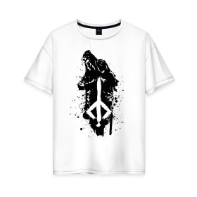 Женская футболка хлопок Oversize с принтом BLOODBORNE в Курске, 100% хлопок | свободный крой, круглый ворот, спущенный рукав, длина до линии бедер
 | bloodborne | hunter | знак охотника | охотник | рожденный кровью