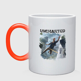 Кружка хамелеон с принтом UNCHARTED в Курске, керамика | меняет цвет при нагревании, емкость 330 мл | play | uncharted | uncharted 4 | дрейк | игры | не отмеченный на карте | неведомый | неизведанный | неизвестный | нейт | нейтан