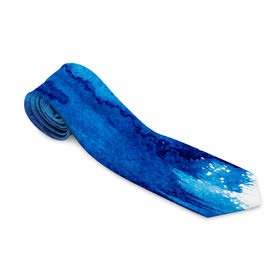 Галстук 3D с принтом Будь в потоке в Курске, 100% полиэстер | Длина 148 см; Плотность 150-180 г/м2 | water | waterfall | абстракция | акварель | вода | водопад | голубая абстракция | дождь | краска | потеки краски | поток | потоки воды | потоки краски | текстура