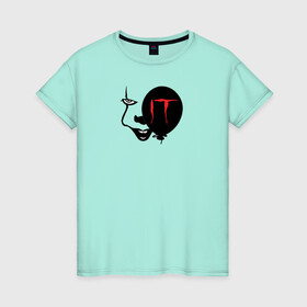Женская футболка хлопок с принтом IT в Курске, 100% хлопок | прямой крой, круглый вырез горловины, длина до линии бедер, слегка спущенное плечо | it | pennywise | vdosadir | андрес мускетти | оно | пеннивайз