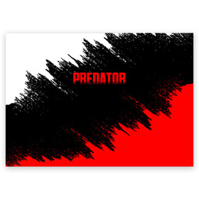 Поздравительная открытка с принтом PREDATOR в Курске, 100% бумага | плотность бумаги 280 г/м2, матовая, на обратной стороне линовка и место для марки
 | Тематика изображения на принте: aliens | avp | black | cinema | predator | кино | фильм хищник | фильмы | хищник | чёрный | чужой