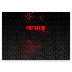 Поздравительная открытка с принтом PREDATOR в Курске, 100% бумага | плотность бумаги 280 г/м2, матовая, на обратной стороне линовка и место для марки
 | aliens | avp | black | cinema | predator | кино | фильм хищник | фильмы | хищник | чёрный | чужой