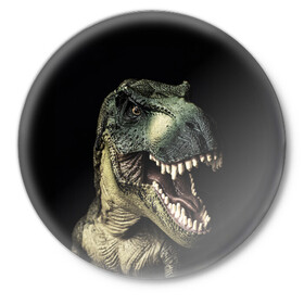 Значок с принтом Динозавр T-Rex в Курске,  металл | круглая форма, металлическая застежка в виде булавки | Тематика изображения на принте: dino | dinosauria | t rex | ti rex | дино | динозавр | парк юрского | т рекс | ти рекс | чудовище | юрский период | ящер | ящерица